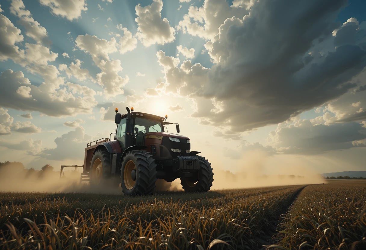 Tracteur Ets CHAMBON & Fils au travail dans un champ en Nouvelle-Aquitaine