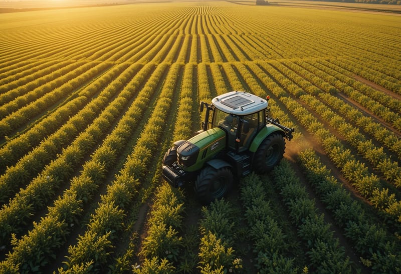 Tracteur agricole d'occasion révisé et garanti au travail dans un champ